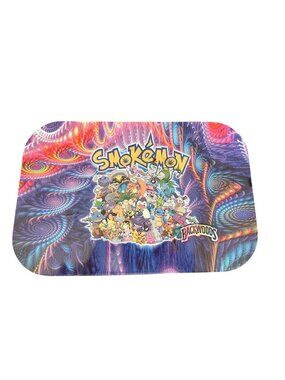 Smokemon Rolling Tray Psychedelic Backwoods Design With Cartoon Characters